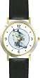 White Mare and Foal in Circle - JP - Horse - WATCHBUDDY&reg; DELUXE TWO-TONE THEME WATCH - Arabic Numbers - Black Leather Strap-Women's Size-Small