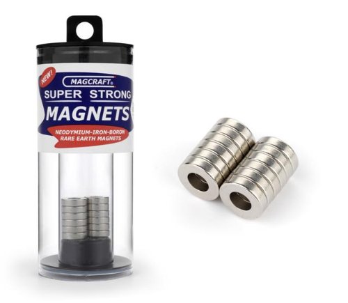 Magcraft NSN0814 1/2-Inch by 1/4-Inch by 1/8-Inch Rare Earth Ring Magnets, 12-Count