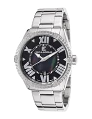 Womens Silver-Tone Steel Black Dial