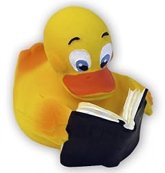 Rubber Duckie - Bookworm Duck (Size: 3" x 2")