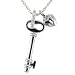 Sterling Silver Lock and Key Pendant with Diamond-Accent Bale, 18