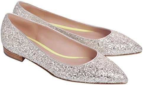 De Siena Women's MELISSA pointed glitter ballet flats silver 37