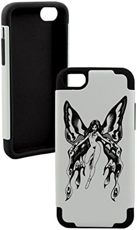 Iphone 5c Natural TUFF Hybrid Butterfly Fairy Phone Protector Cover (Black)