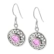 Tressa Sterling Silver Celtic Knot and Pink CZ Earrings