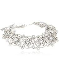 1928 Jewelry "Bridal Crystal" Silver-Tone Crystal Link Bracelet, 7"