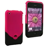 APPLE IPHONE 3G ,3G S PLASTIC RUBBER COATED SLIDE-IN CASE / BLACK HOTPINK