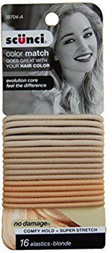 scunci Color Match Blonde Elastics No Damage, Comfy Hold 16 ea