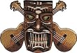 Novelty Iron On Patch - 4 Hawaii Tiki & Ukeleles Guitars Applique