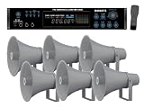 Pyle Mega Amplifier / Speaker Package for Home / Office / Schools / Public - - PT720A 1000 - Watt AM / FM / Tuner Hybrid Amplifier with 70 - Volt Output, Built - In Auto Mute Function And Music On Hold Output + ( 6x ) PHSP121T 11 &acute; Indoor / Outdoor 7