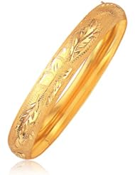 Classic Floral Carved Bangle in 14K Yellow Gold (10.0mm)