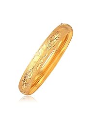 Classic Floral Carved Bangle in 14K Yellow Gold (10.0mm)