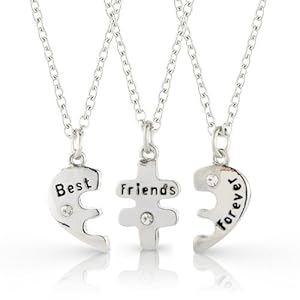Best Friends Forever three part necklace, friendship necklace includes beautiful gift bag for each necklace.