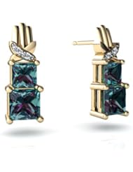 Created Alexandrite 14kt Yellow Gold Earrings