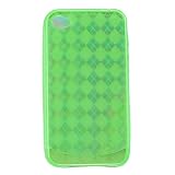 Green Checker Soft Silicone Skin Gel Cover Case for Apple Iphone 4 4g + Premium Lcd Screen Guard + in Blister Retail Package