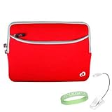 Red Amazon Kindle DX Carrying Sleeve With Extra Pocket + White Ebook Reader Light + Live*Laugh*Love Wrist Band!!! (Kindle DX Not Included)