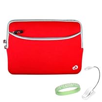 Red Amazon Kindle DX Carrying Sleeve With Extra Pocket + White Ebook Reader Light + Live*Laugh*Love Wrist Band!!! (Kindle DX Not Included)