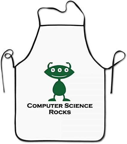 KITC Triple Eye Computer Science Rocks Green White Funny Unisex BBQ Apron With Black Border