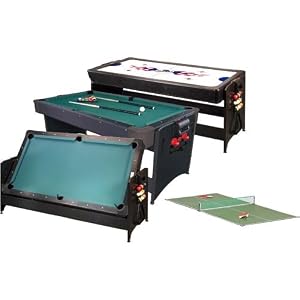 Fat Cat Pockey 7ft Black 3-in-1 Air Hockey, Billiards, and Table Tennis Table by 