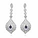 Sterling Silver Simulated Diamond CZ and Blue Cubic Zirconia Chandelier Earrings