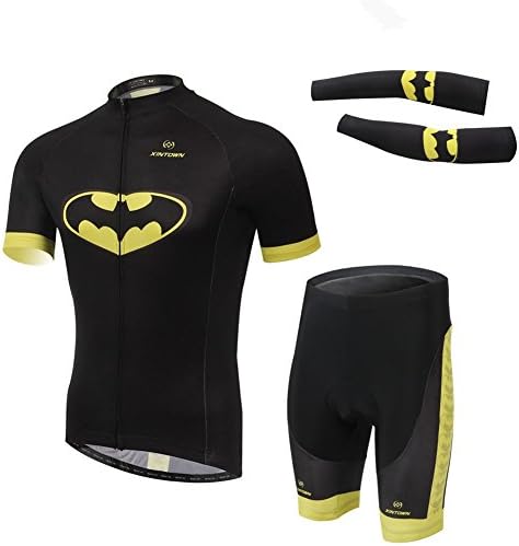 New Batman Style Cycling Suits Sportswear(Short Sleeve Jersey,3D Padded Shorts,Arm Sleeve) XXXL
