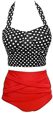 Vintage Polkadot Print Push up Padded Swimwear Xl Size