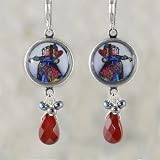 Alice in Wonderland the Queen of Hearts Earrings with Jade