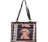 Marilyn Monroe Signature Product Women's Marilyn Monroe Hollywood Star Tote B611 Medium Handbag,Black/Multi