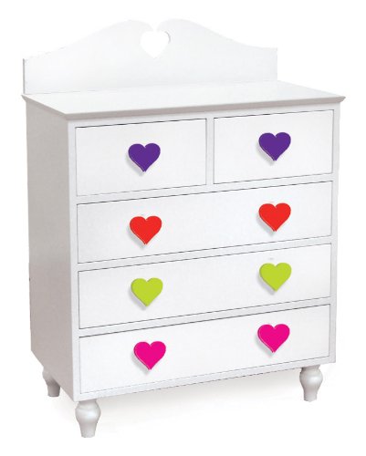 Room Magic Heart 5 Drawer Chest, White