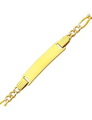 14K Yellow Gold 3.0mm Baby ID Figaro Bracelet with Lobster Claw Clasp - 6"Inches