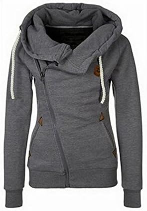 FACEYOUNG New Women Casual Autumn Zipper Hoodies Sweatshirt Coat (M, Dark Grey)
