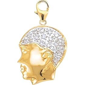 14k Gold Diamond Boy's Head Charm (1 10 cttw) by Amazon.com Collection