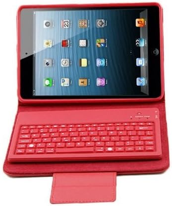 Nangao Fashion New Stand Leather Case Cover + Removable Bluetooth Keyboard for Ipad Mini (Red)