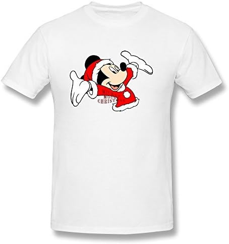 HENGLI Men's O-neck Mickey Mouse Christmas T-shirts XXL White