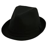 Cotton Solid Fedora Hat-Black