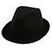 Cotton Solid Fedora Hat-Black