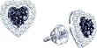 Stunning Black and White Diamond Heart Shaped Earring Studs 1/3 Ctw. 10k White Gold