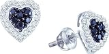 Stunning Black and White Diamond Heart Shaped Earring Studs 1/3 Ctw. 10k White Gold