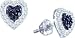 Stunning Black and White Diamond Heart Shaped Earring Studs 1/3 Ctw. 10k White Gold