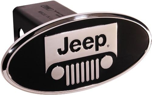 TM Performance 80313 Polished Black Jeep Windshield Oval 2" Billet Hitch Cover