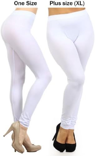 fashion MIC Women's High Waist Nylon Seamless Leggings (Regular, White)