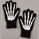 Black Unisex Gloves with Skeleton Hand Print