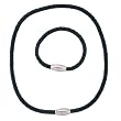 Men's Necklace Bracelet Set Leather Black Woven with Stainless Steel Magnetic Brushed Satin Link by Bucasi SALE Men's Necklace Bracelet Set Leather Black Woven with Stainless Steel Magnetic Brushed Satin Link by Bucasi SALE