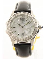 Invicta Womens Swiss Wildflower Black Leather Mop Crystal Heart Date Watch 13833