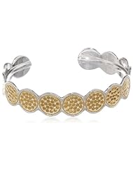 Anna Beck Designs "Gili" 18k Gold-Plated Wire Rimmed Skinny Disk Cuff Bracelet, 7.5"
