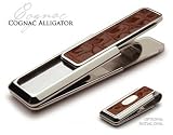 New! M-Clip Monterey Money Clip - Rhodium w/Cognac Alligator