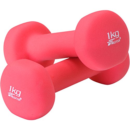 FIELDOOR カラーダンベル 1kg×2個セット エクササイズ クロロプレンゴムコーティング