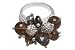 .925 Sterling Silver Designer Smoky Quartz and Beaded Bead Grape Cluster Ring
