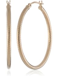 Duragold 14k Yellow Gold Diamond Cut Hoop Earrings