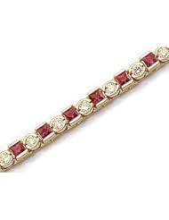 14K Yellow Gold Princess-Cut Ruby and Diamond Bracelet