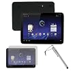 3n1 Rubberized (Black) Shell Case Cover / Capacitive (Silver) Stylus Pen / Screen Protector for Motorola Xoom Tablet